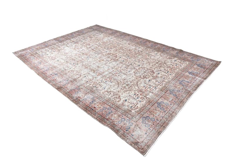 Dywan 301x210 cm, beżowy, wełna, Turcja, lata 70.