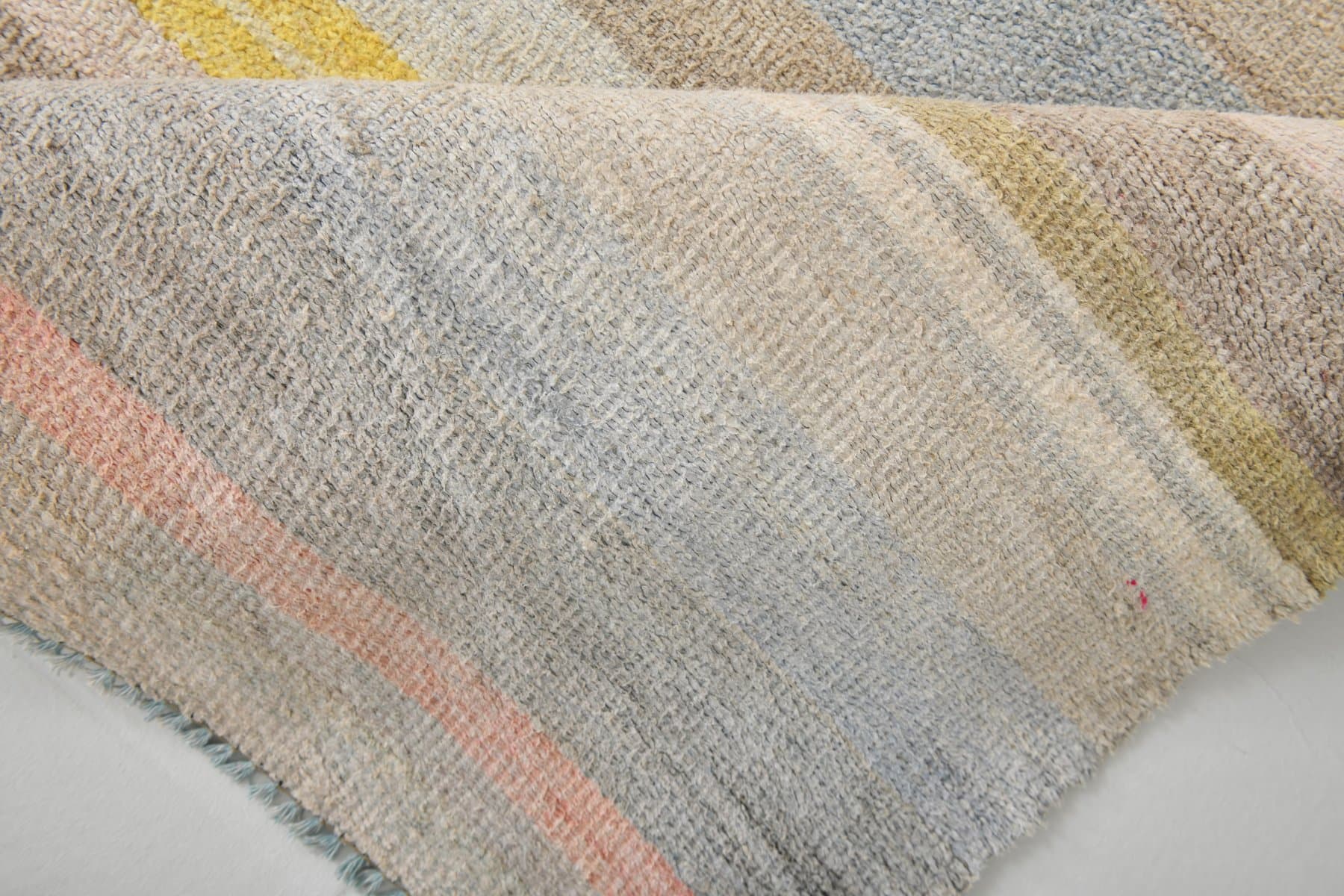 Kilim 344x308 cm, blond, konopie, lata 70. - 216976