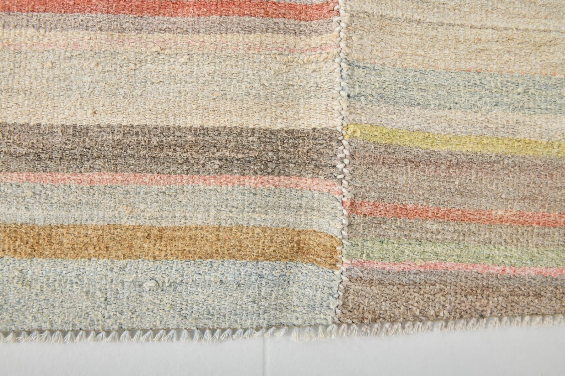 Kilim 344x308 cm, blond, konopie, lata 70. - 216968
