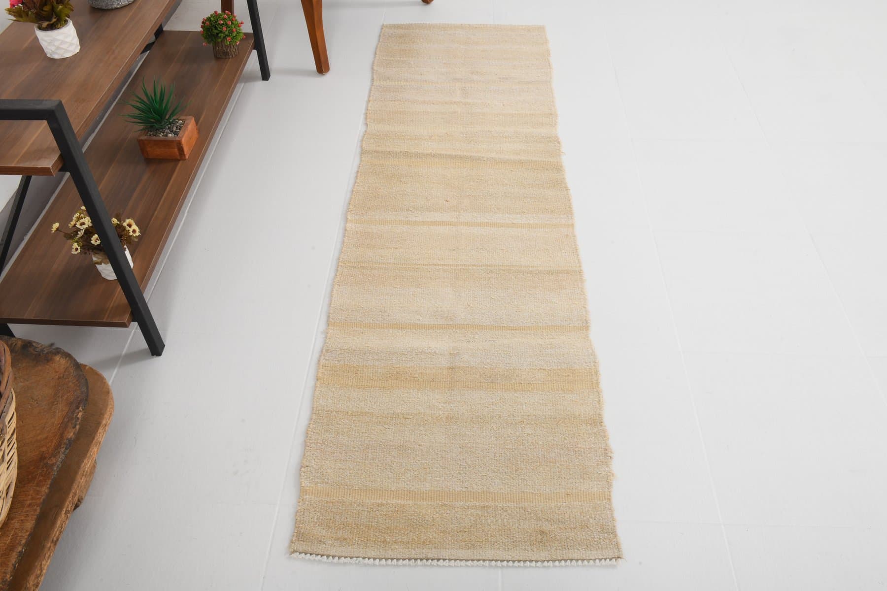 Runner 198x58 cm, beige, hemp, 1970s - 216956