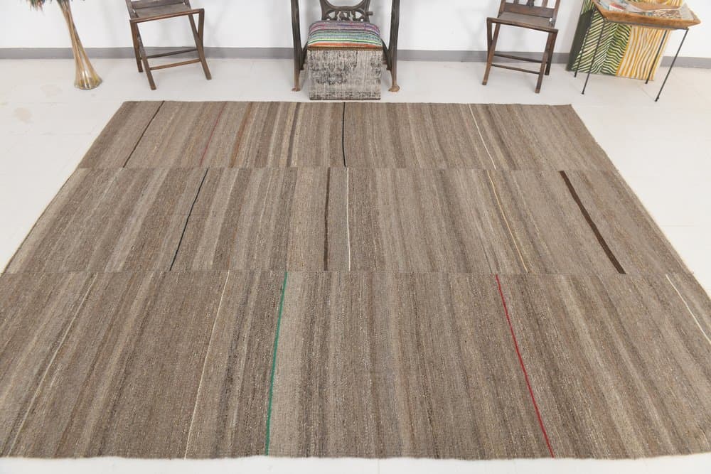 Kilim 226x291 cm, brązowy, wełna, Turcja, lata 80. - 216933