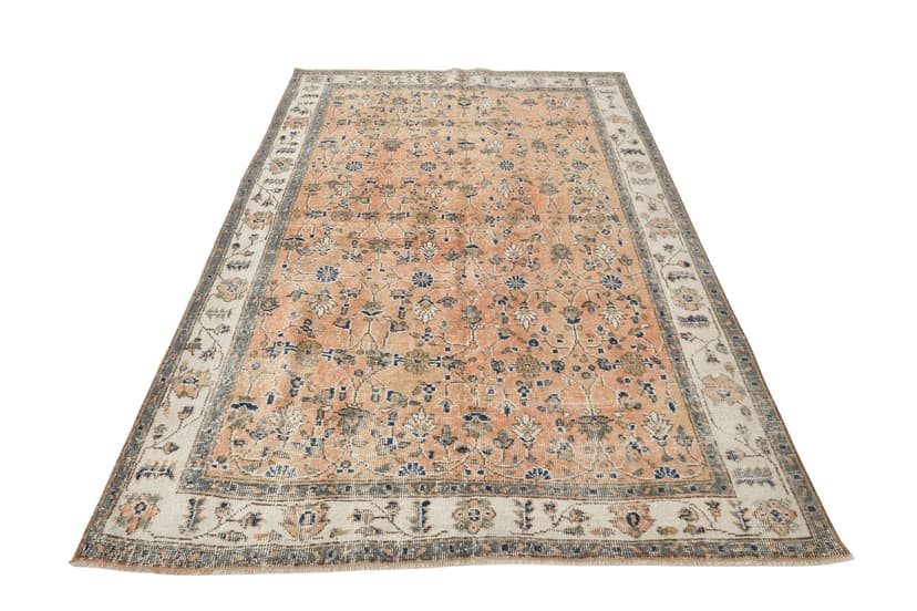 Dywan 231x157 cm, beżowy, wełna, Turcja, lata 70.