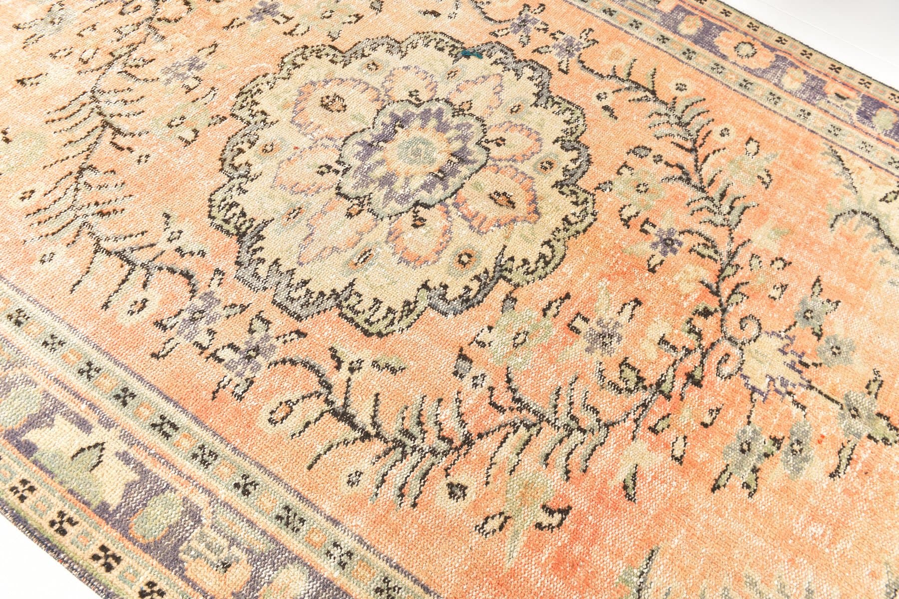 Rug 183x305 cm, orange, beige, wool, Turkey, 1970s. - 216889
