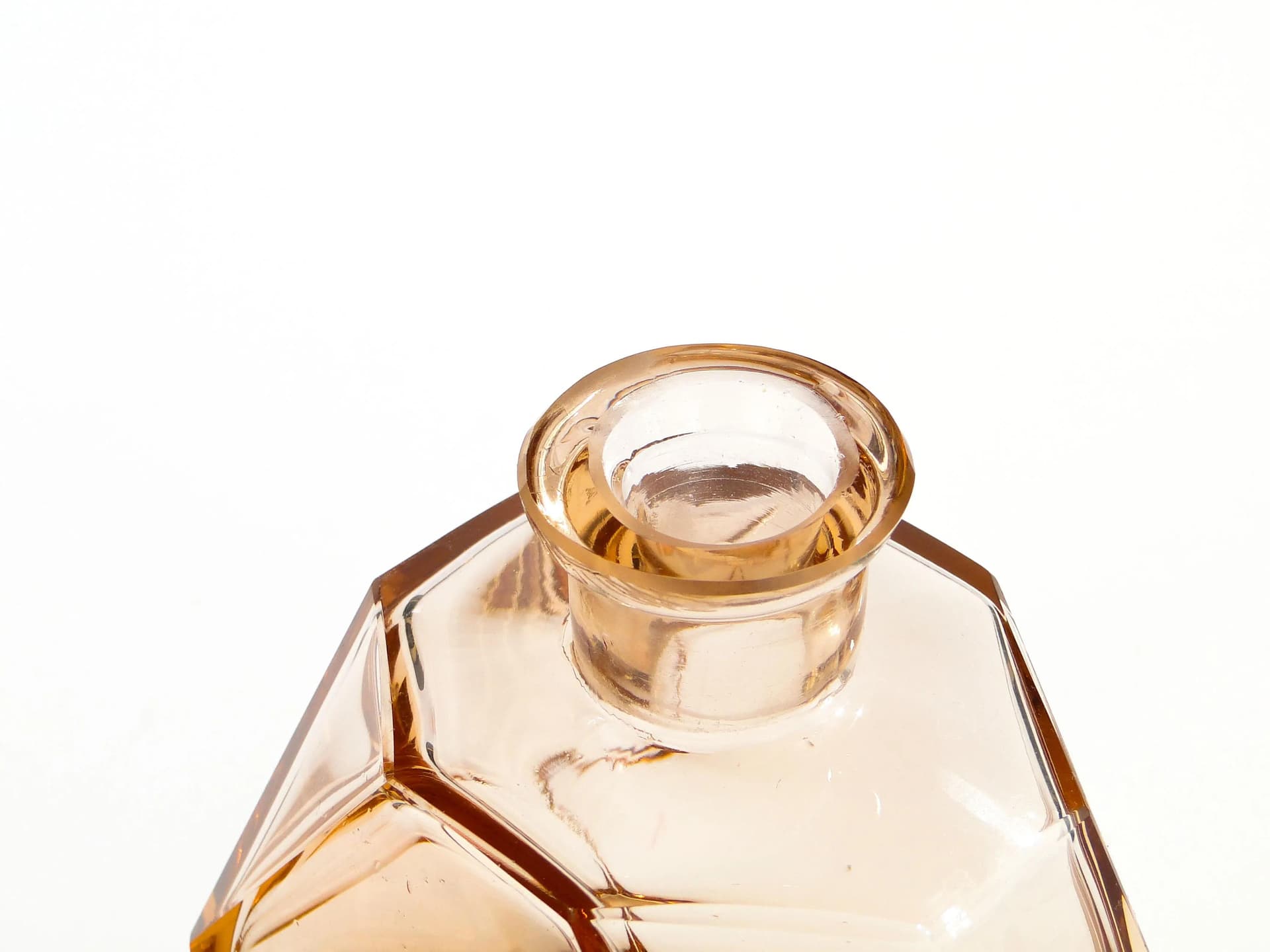 Karafka asymetryczna, szkło kryształowe pomarańczowy, Moser, Czechy, lata 60. - 15908