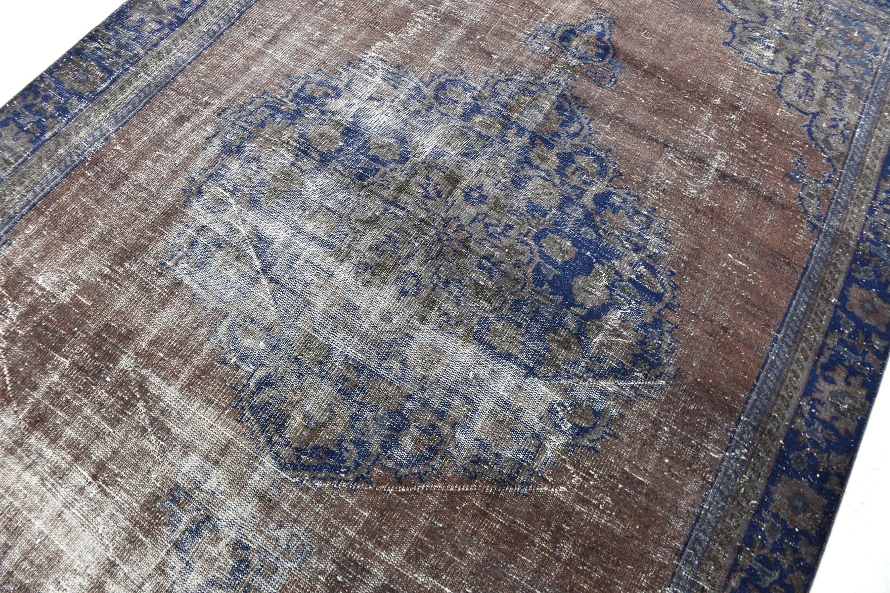 Dywan 320x218 cm, srebrny, granatowy, wełna, lata 70. - 216839