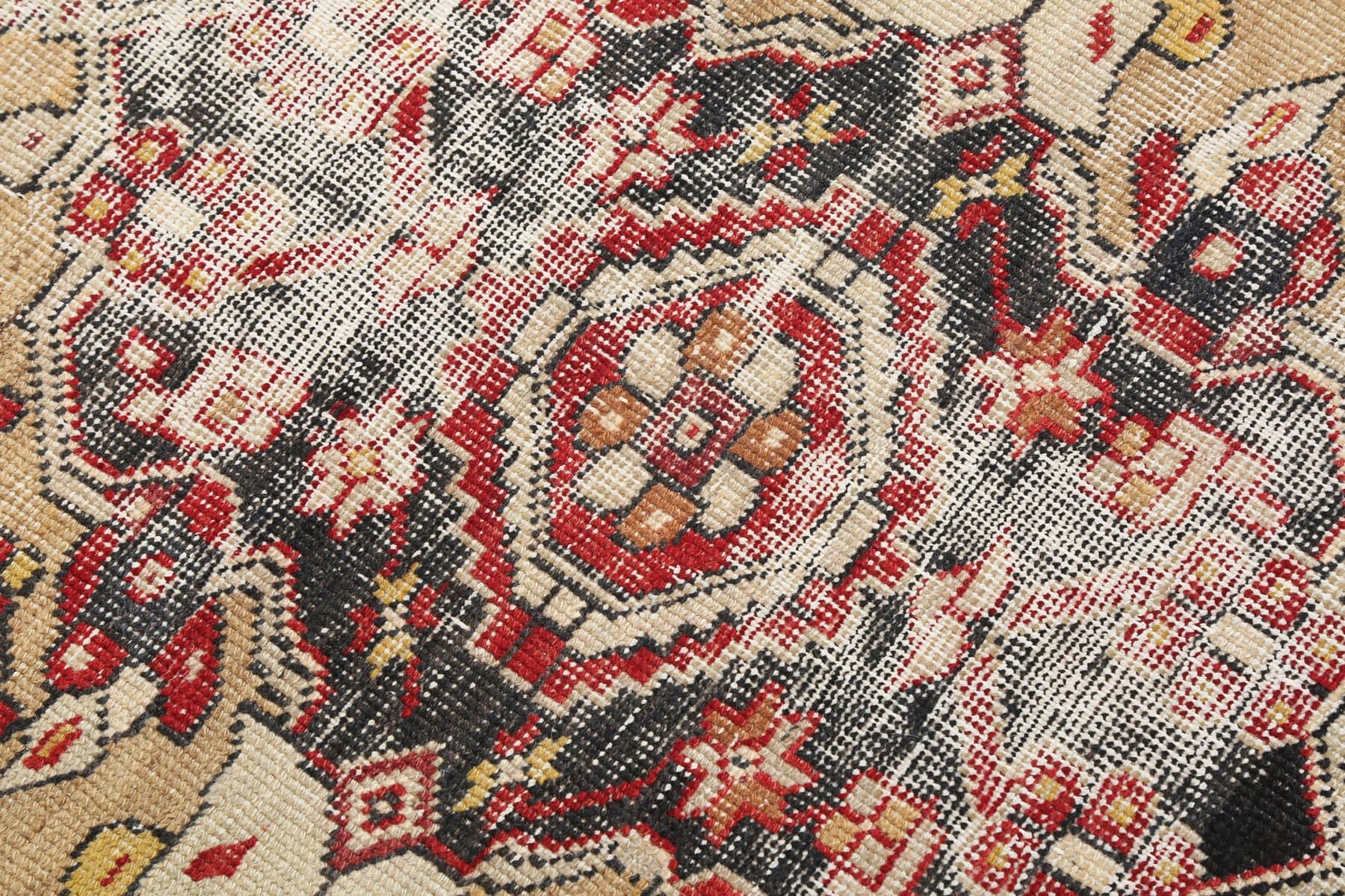 Rug 123x248 cm, red, beige, wool, 1970s - 216754