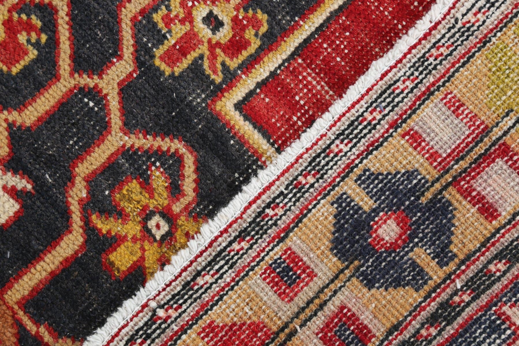 Rug 123x248 cm, red, beige, wool, 1970s - 216748