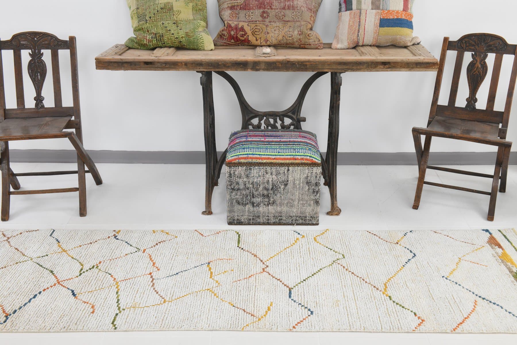 Chodnik 72x260 cm, biały, konopie, lata 80. - 216726