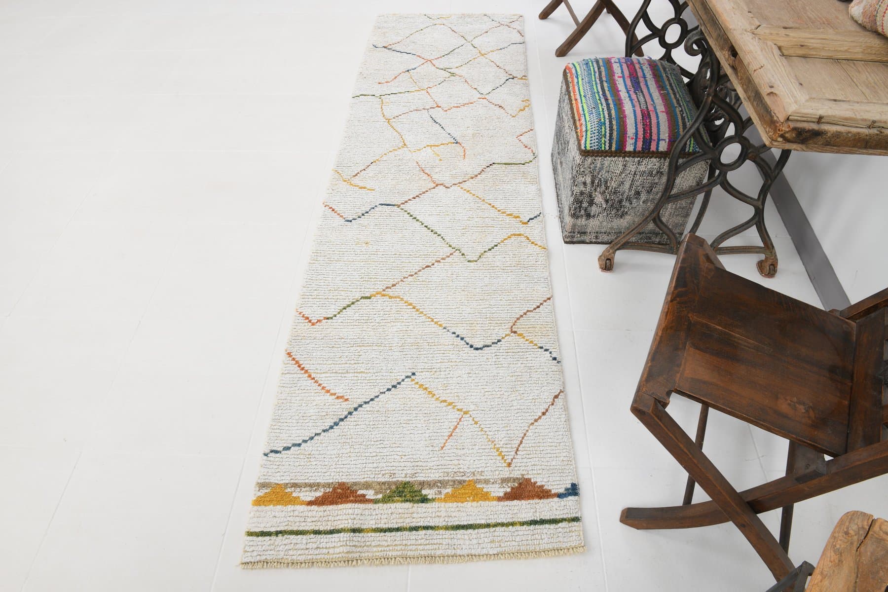 Chodnik 72x260 cm, biały, konopie, lata 80. - 216722