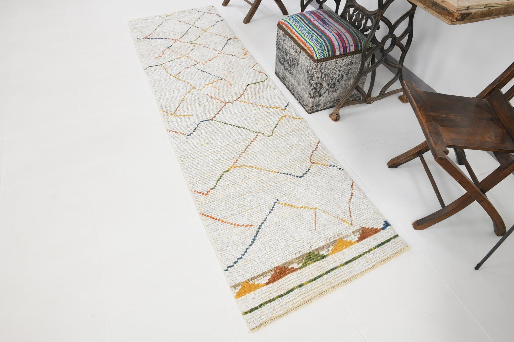 Chodnik 72x260 cm, biały, konopie, lata 80. - 216725