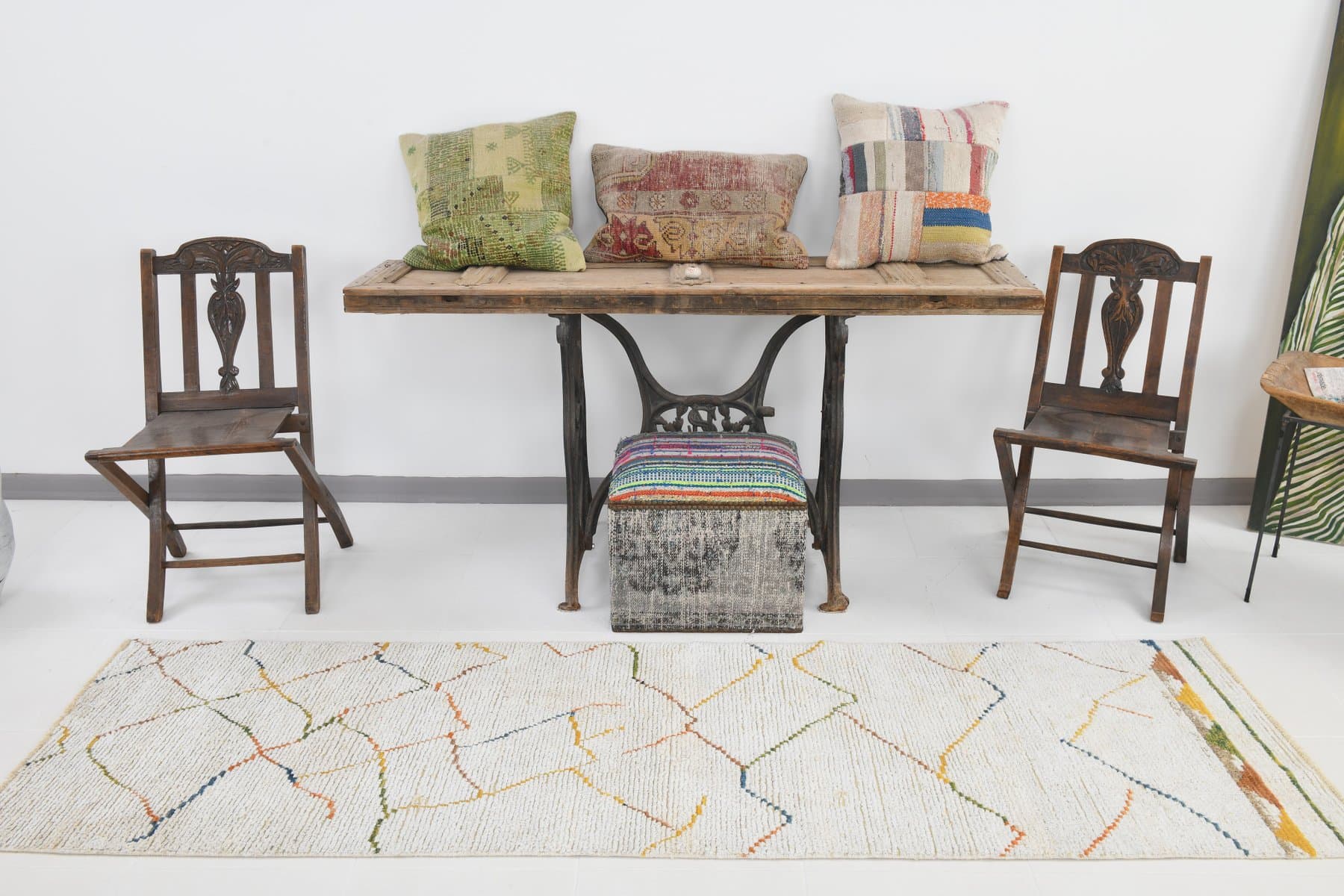 Chodnik 72x260 cm, biały, konopie, lata 80. - 216727