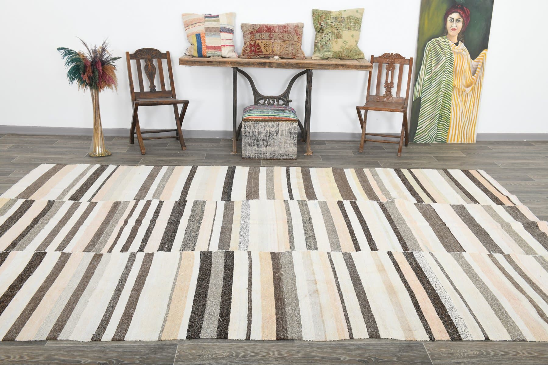 Rug 228x353 cm, beige, hemp, 1970s - 216710