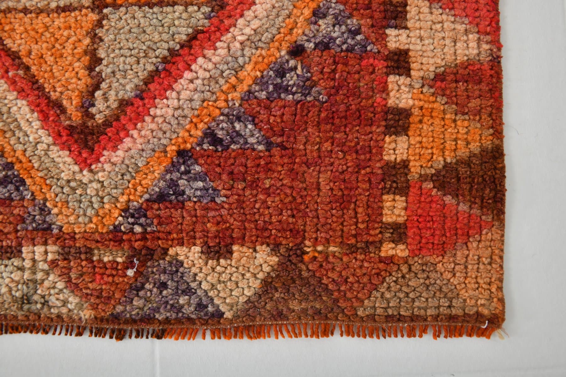 Chodnik 379x78 cm, czerwony, wełna, lata 70. - 215936