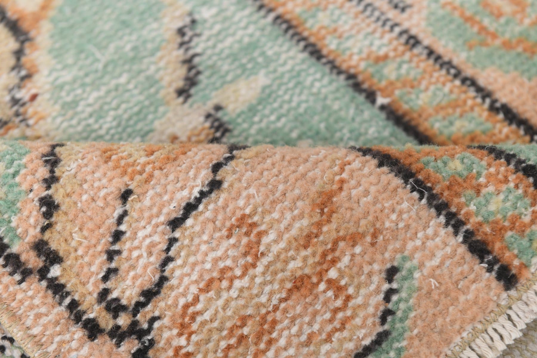 Runner 225x70 cm, turquoise, wool, 1970s - 215924