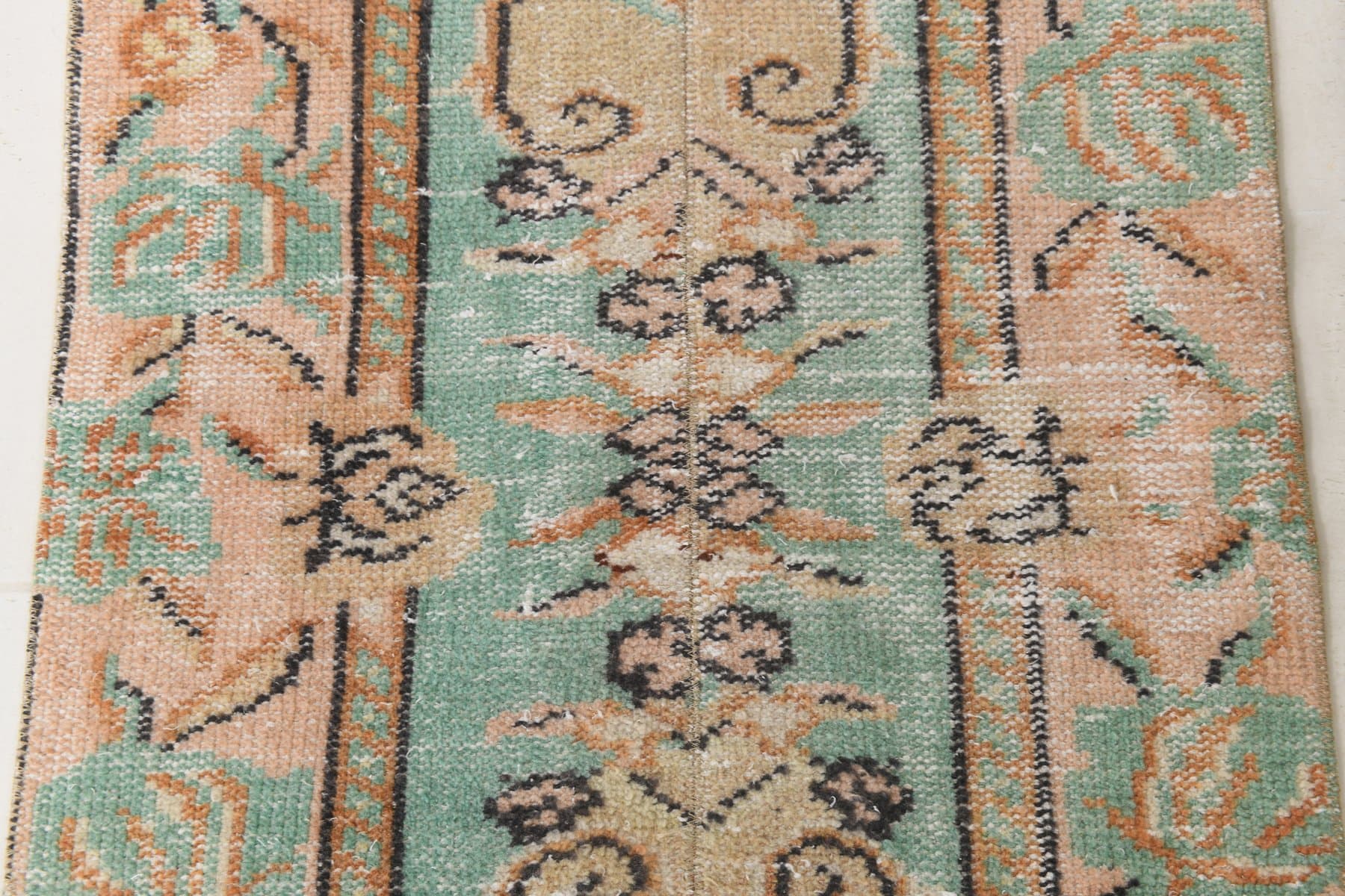 Runner 225x70 cm, turquoise, wool, 1970s - 215919