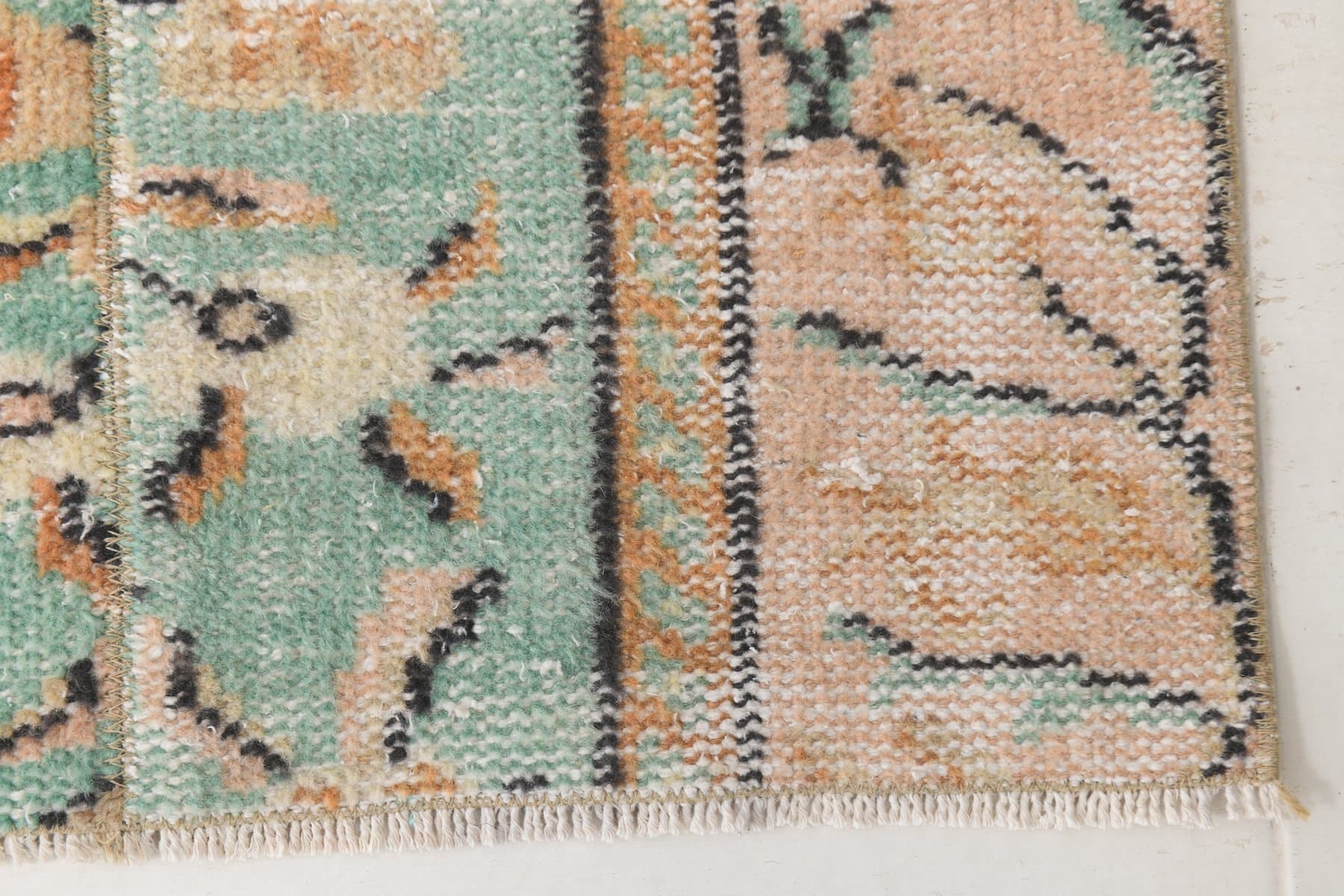 Runner 225x70 cm, turquoise, wool, 1970s - 215922