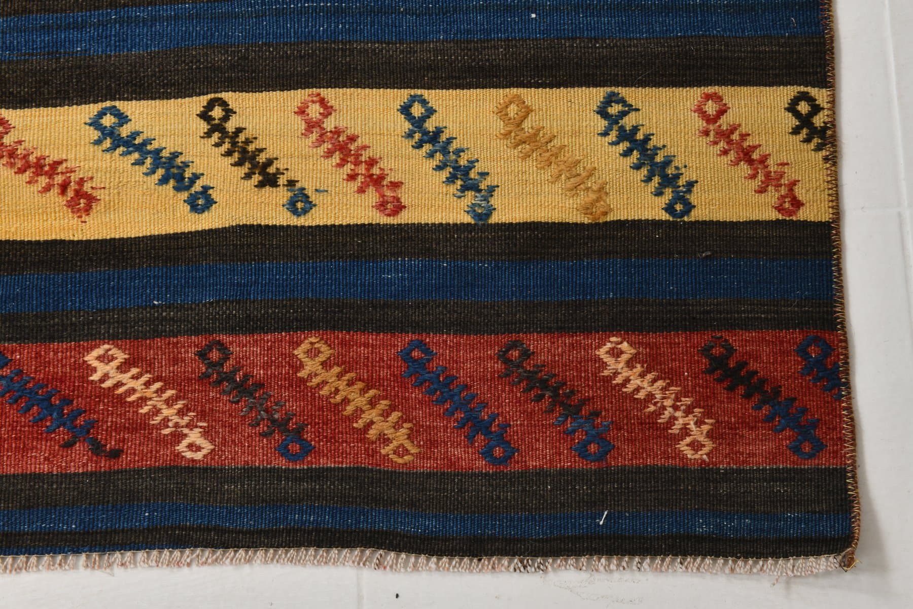 Runner 353x90 cm, navy blue, red, wool, 1970s - 215889