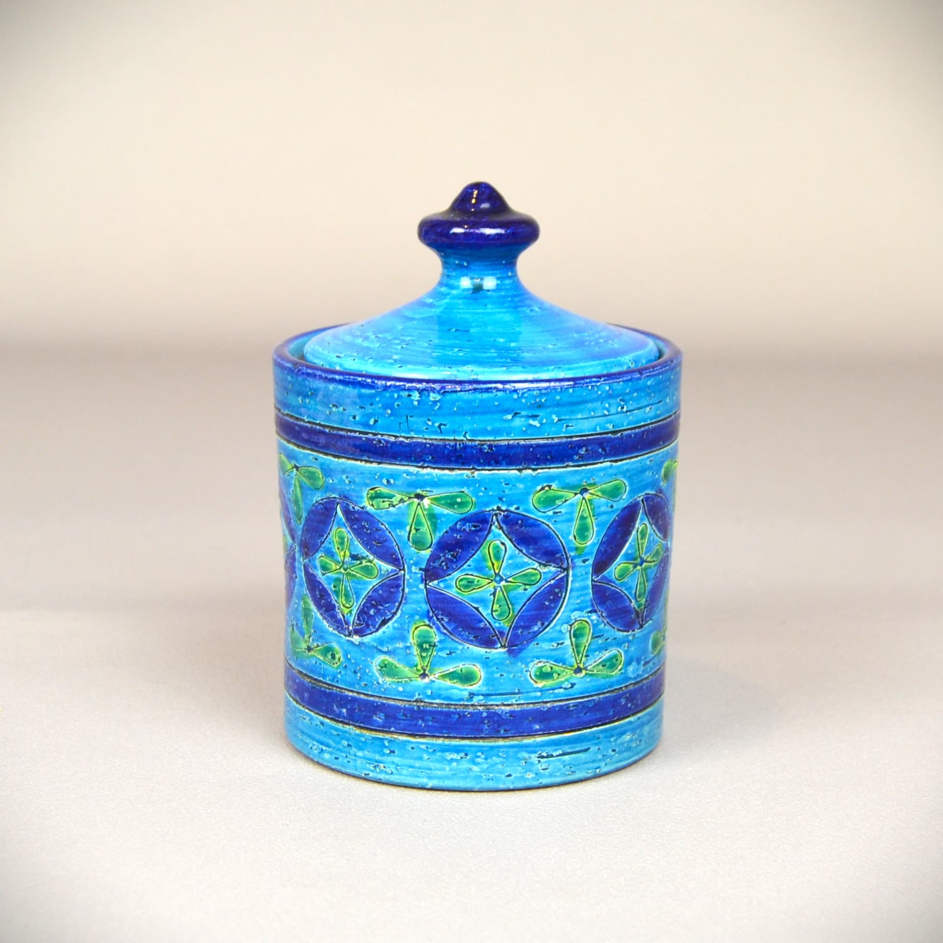 Container Rimini Blu, turquoise ceramic, by A. Londi, Bitossi, Italy, 1960s. - 59