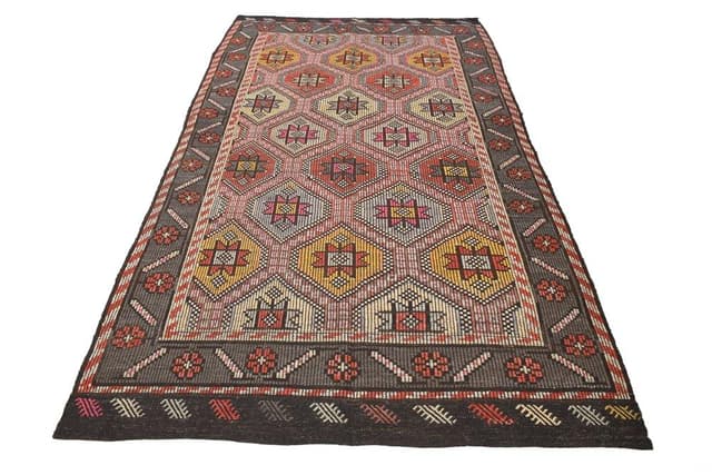 Kilim 166x278 cm, brown, wool, 1970s - DIMENSION