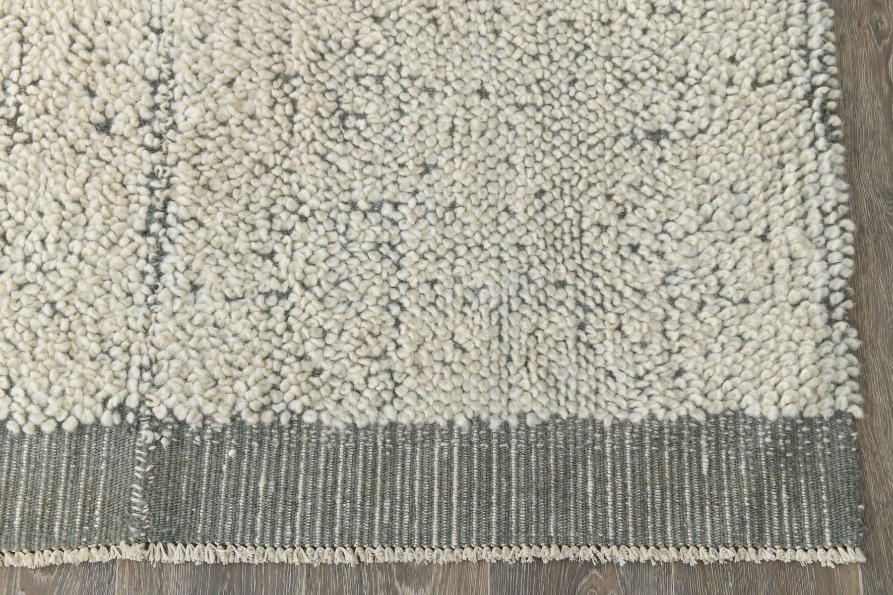 Kilim 197x307 cm, ivory white, grey, wool, 1970s - 215808