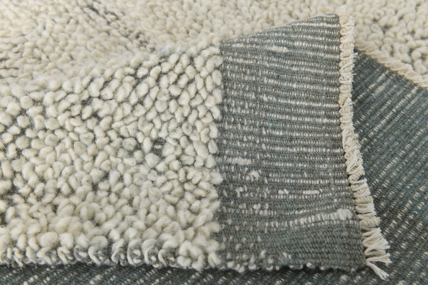 Kilim 197x307 cm, ivory white, grey, wool, 1970s - 215809