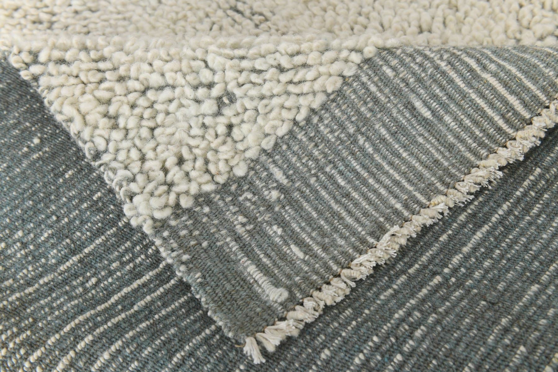 Kilim 197x307 cm, ivory white, grey, wool, 1970s - 215810