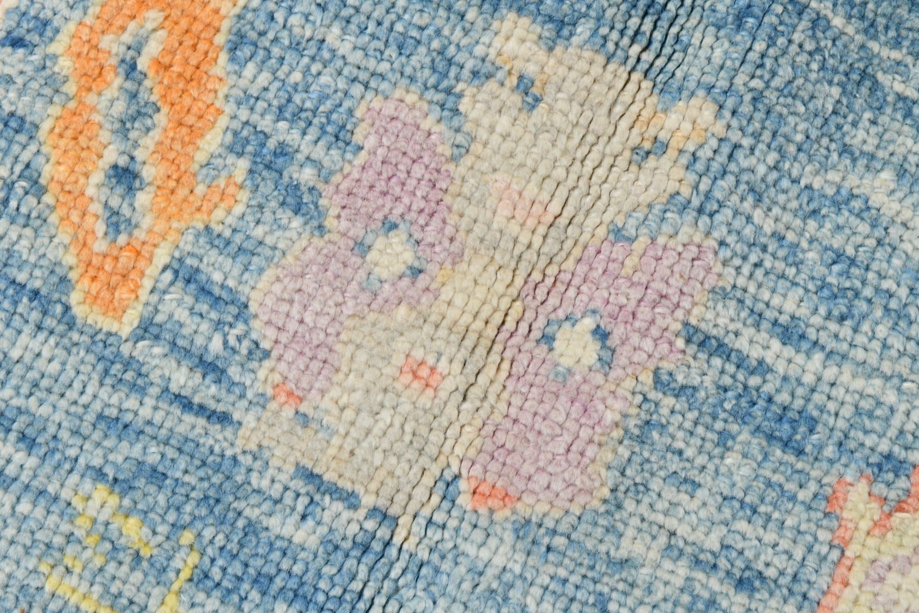 Dywan 179x246 cm, niebieski, kremowy, wełna, lata 70. - 215785