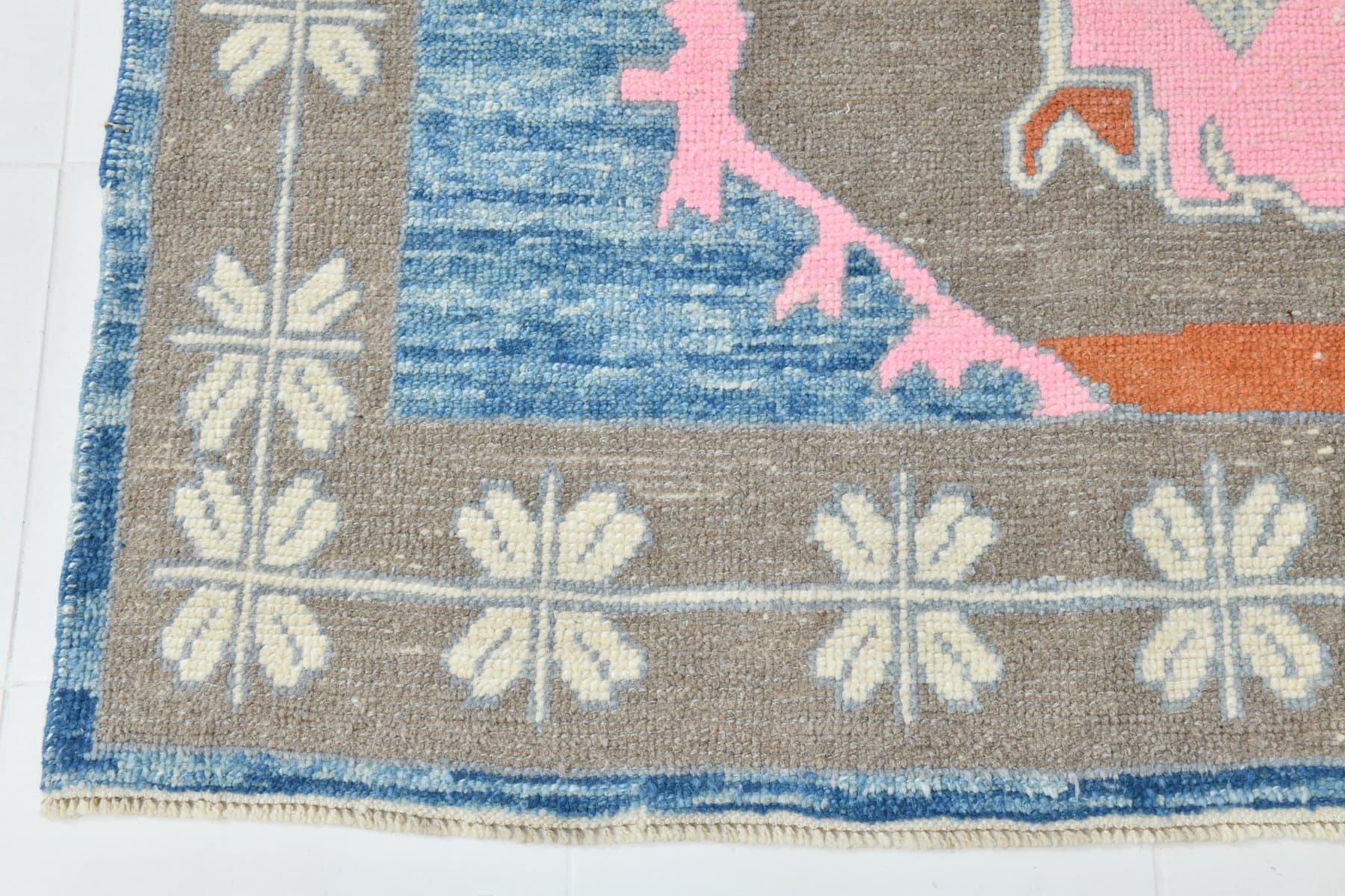 Dywan 305x422 cm, niebieski, szary, wełna, lata 70. - 215772