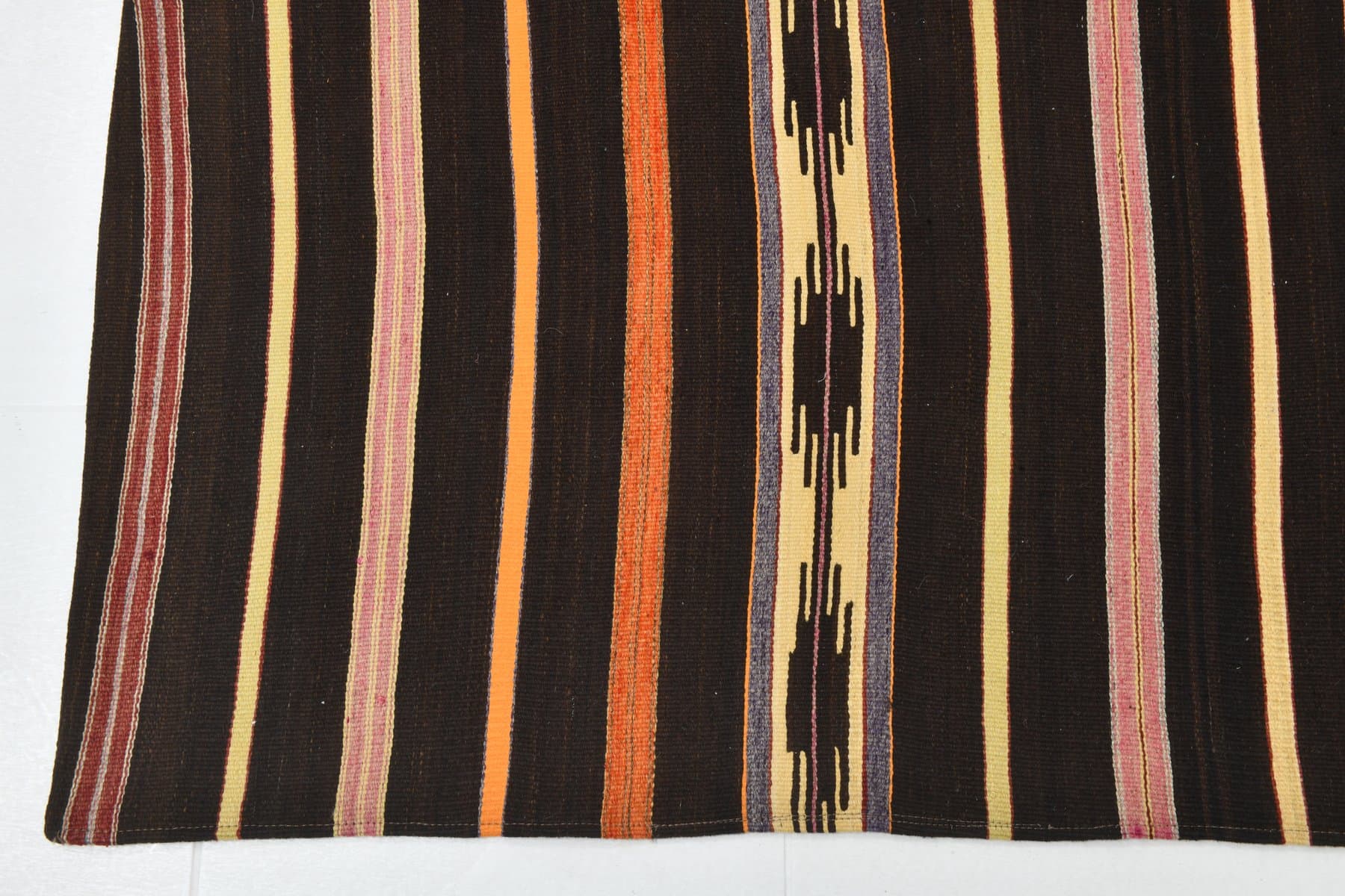 Kilim 320x252 cm, brązowy, czerwony, wełna, lata 70. - 215762