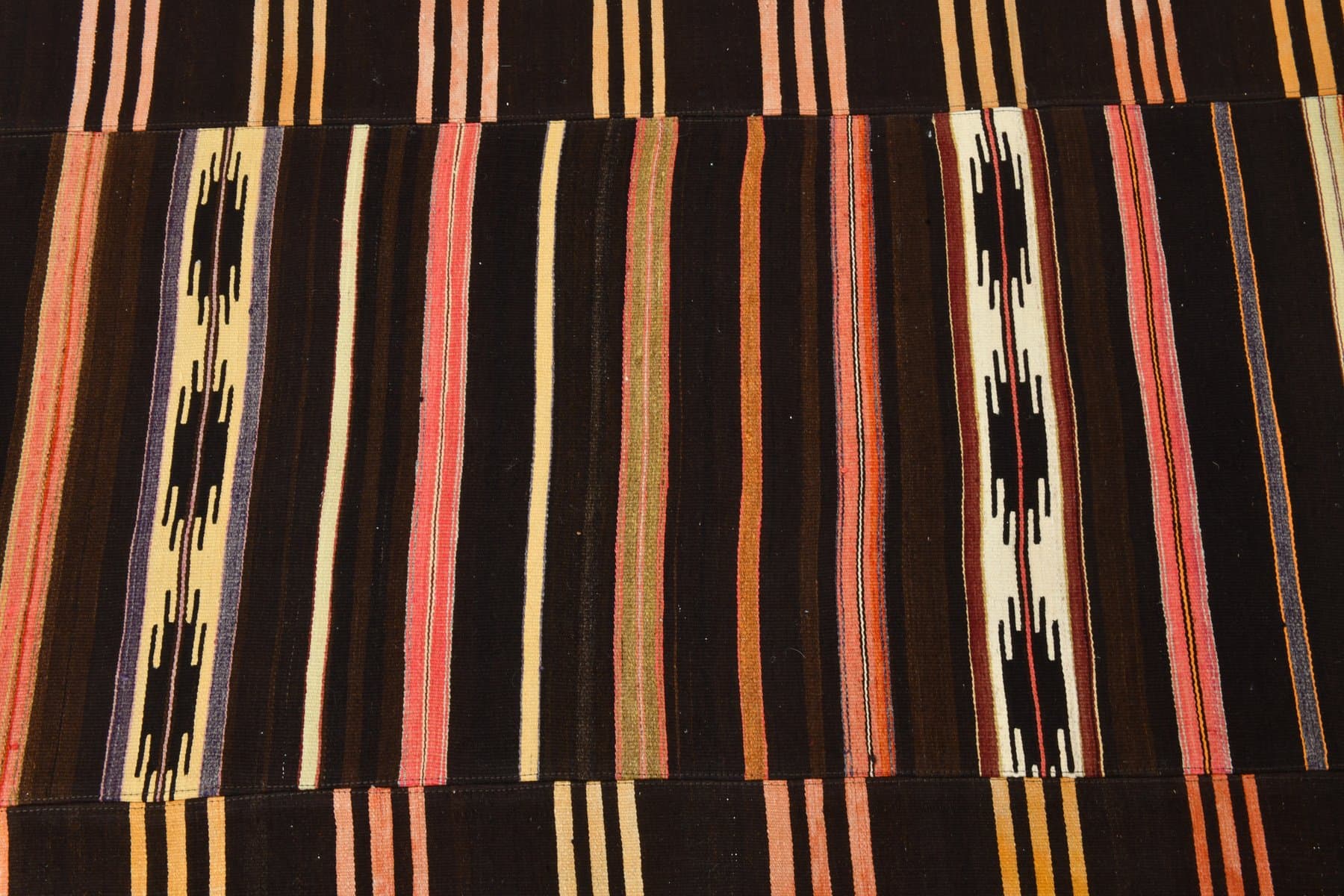 Kilim 320x252 cm, brązowy, czerwony, wełna, lata 70. - 215760