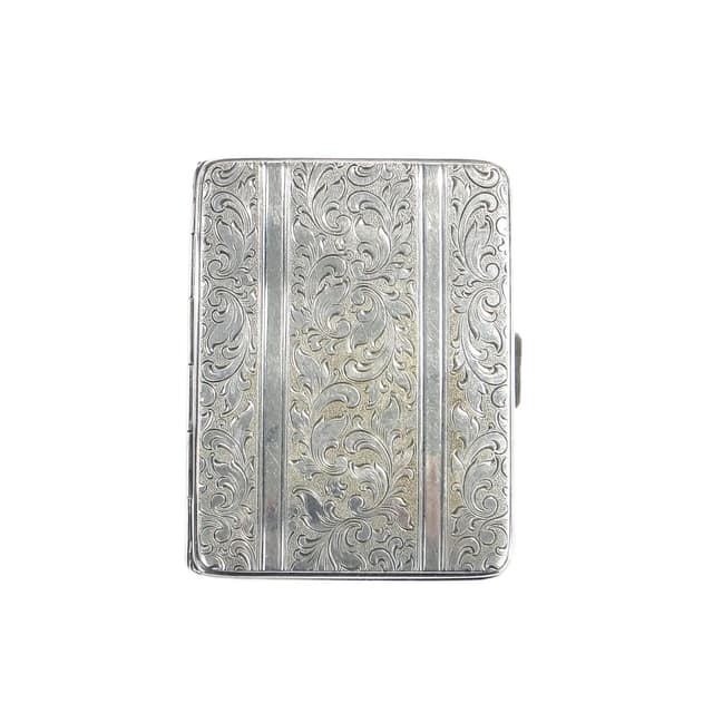 Silver-Plated Art Deco Engraved Cigarette Case, HOKA, Germany, 1930s - DIMENSION