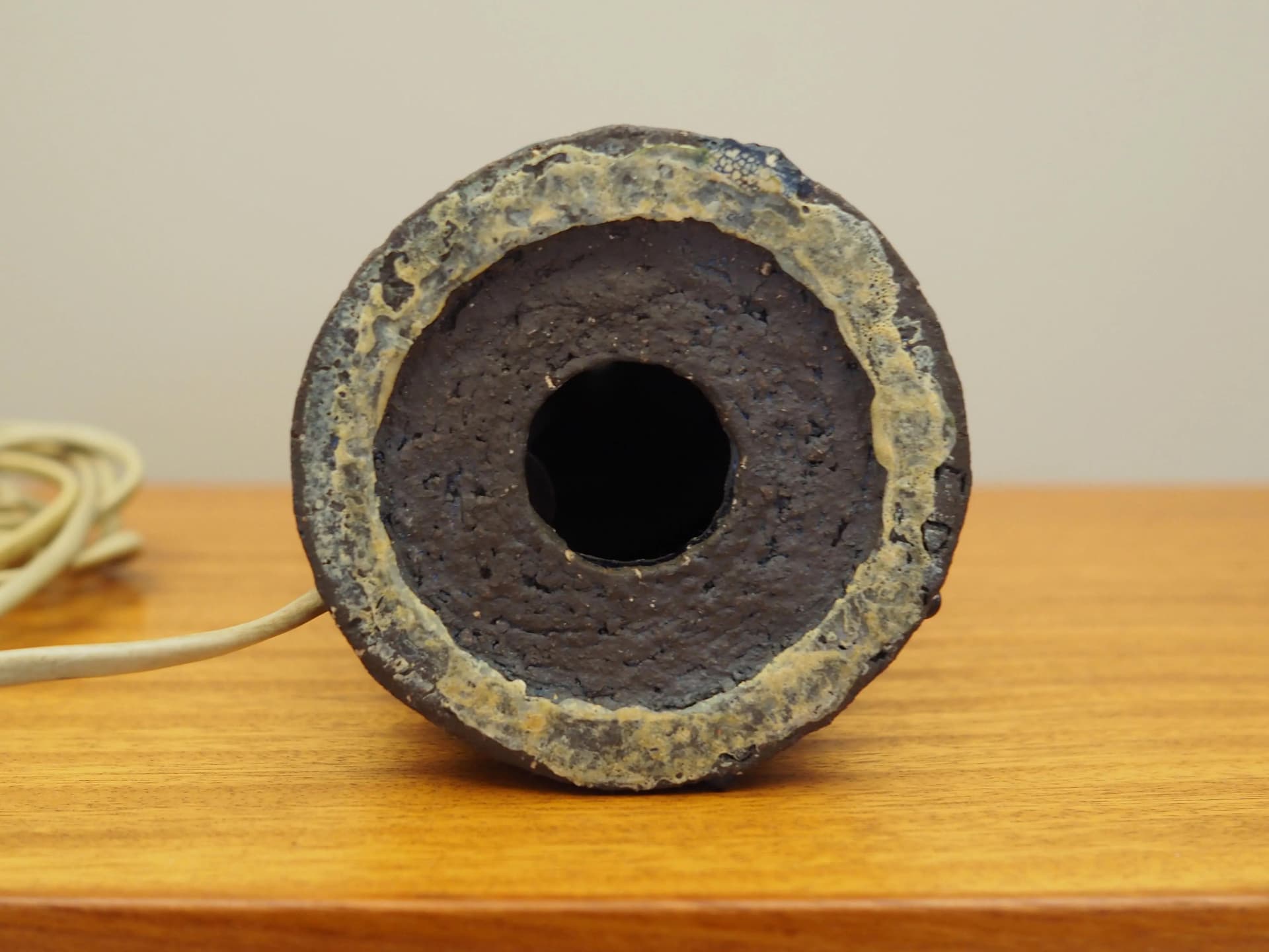 Lampka stołowa, ceramika niebieska, Dania, lata 60. - 15949