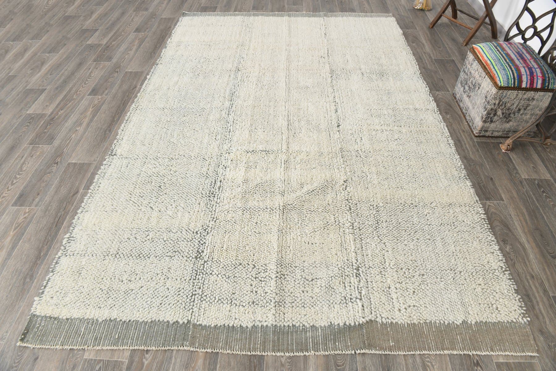Kilim 198x307 cm, white, wool, 1970s - 216493