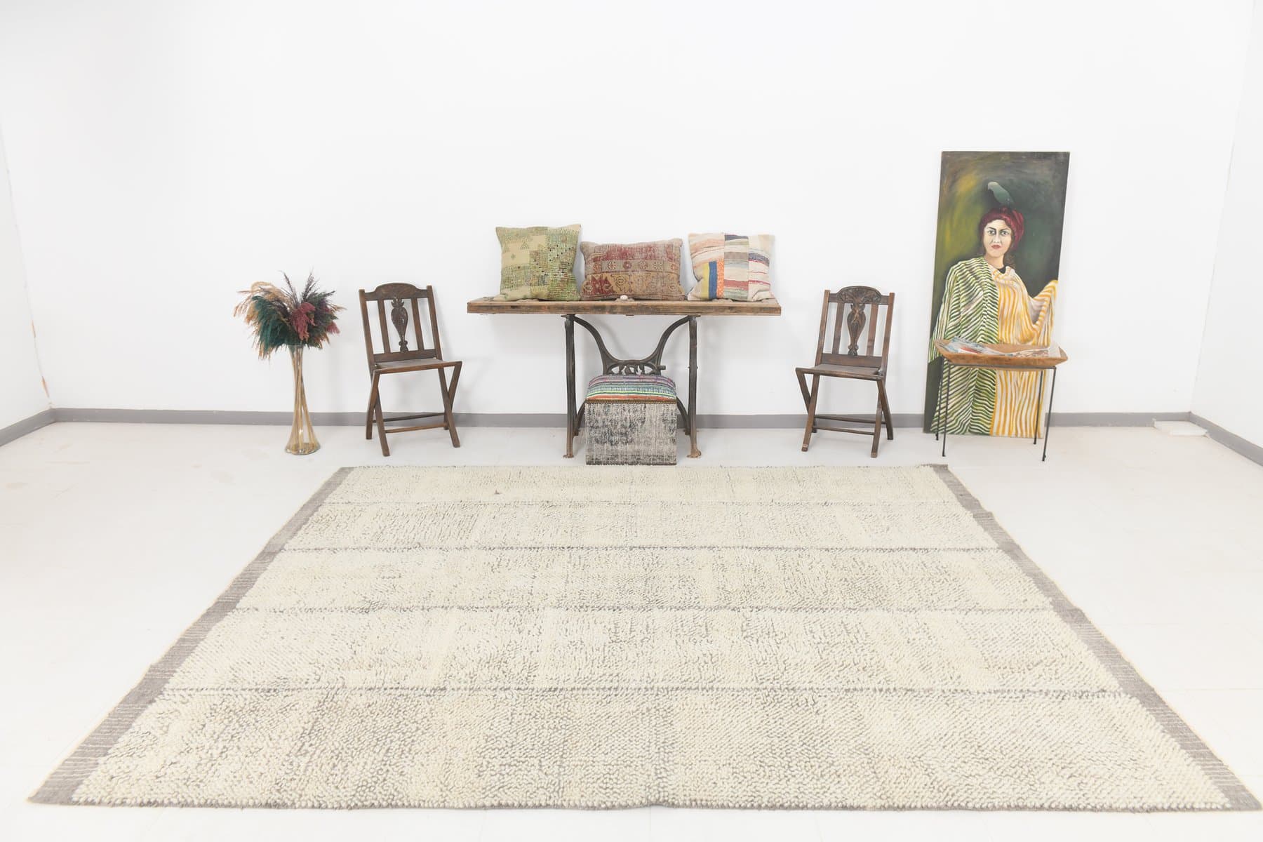 Kilim 307x255 cm, beige, wool, 1970s - 216485