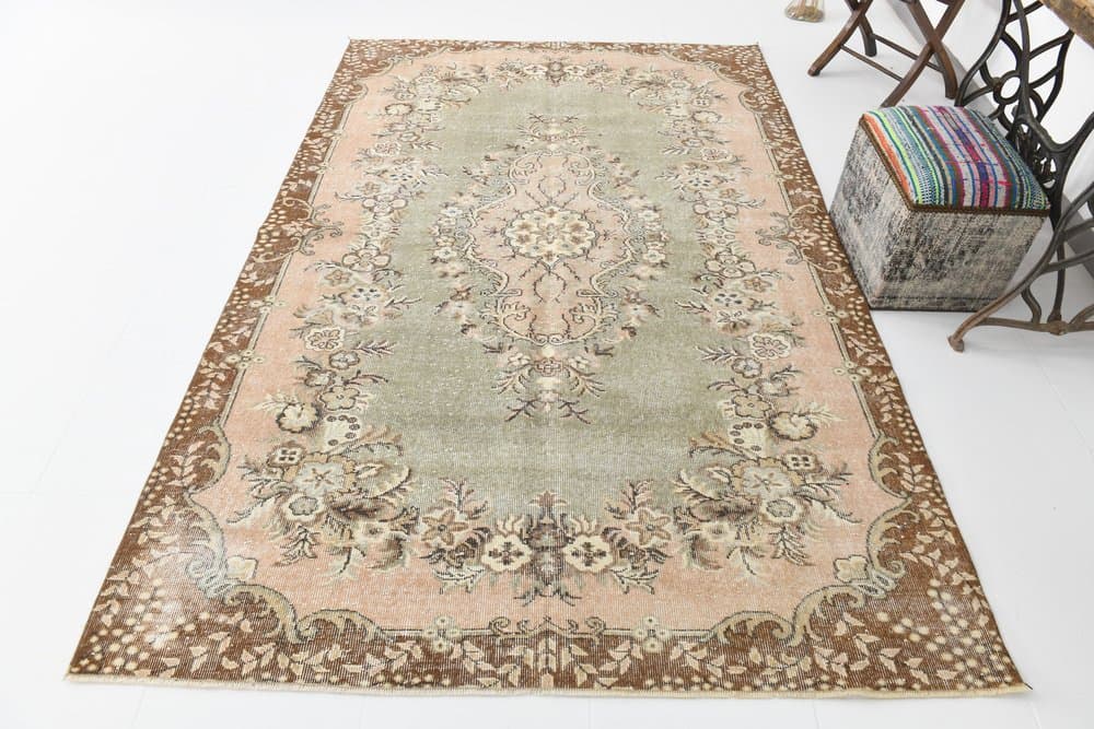 Dywan 175x278 cm, oliwkowy, wełna, lata 70. - 216383