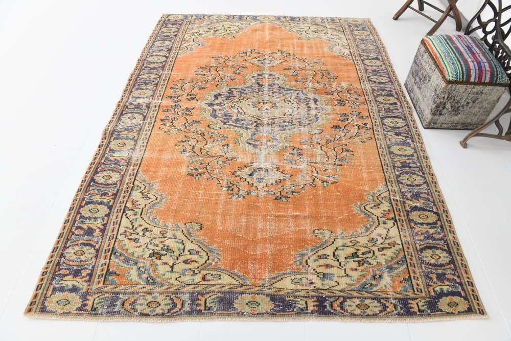 Dywan 190x259 cm, pomarańczowy, wełna, lata 70. - 216362