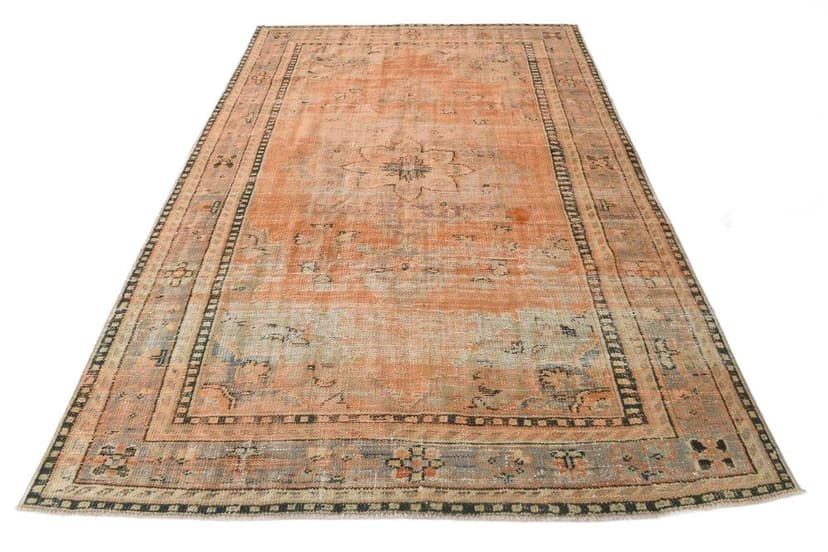 Dywan 194x292 cm, pomarańczowy, wełna, lata 70.