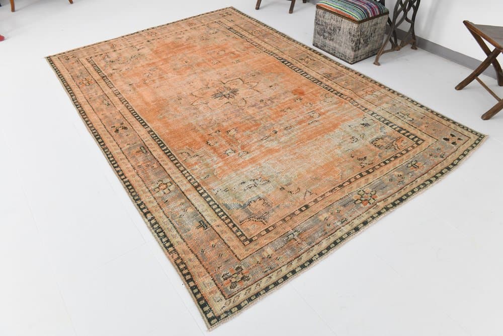 Dywan 194x292 cm, pomarańczowy, wełna, lata 70. - 216347