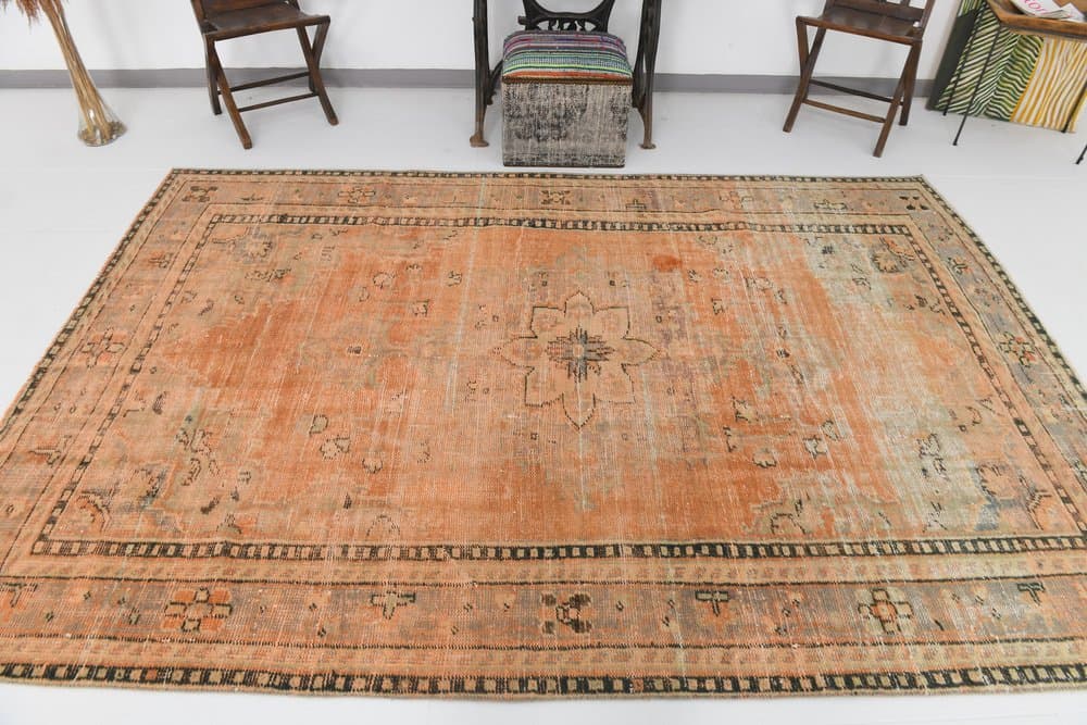 Dywan 194x292 cm, pomarańczowy, wełna, lata 70. - 216351