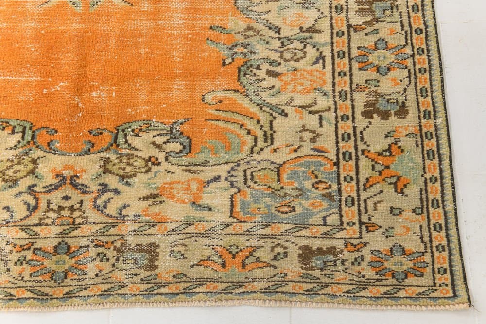 Rug 182x310 cm, orange, beige, wool, Turkey, 1970s. - 216344