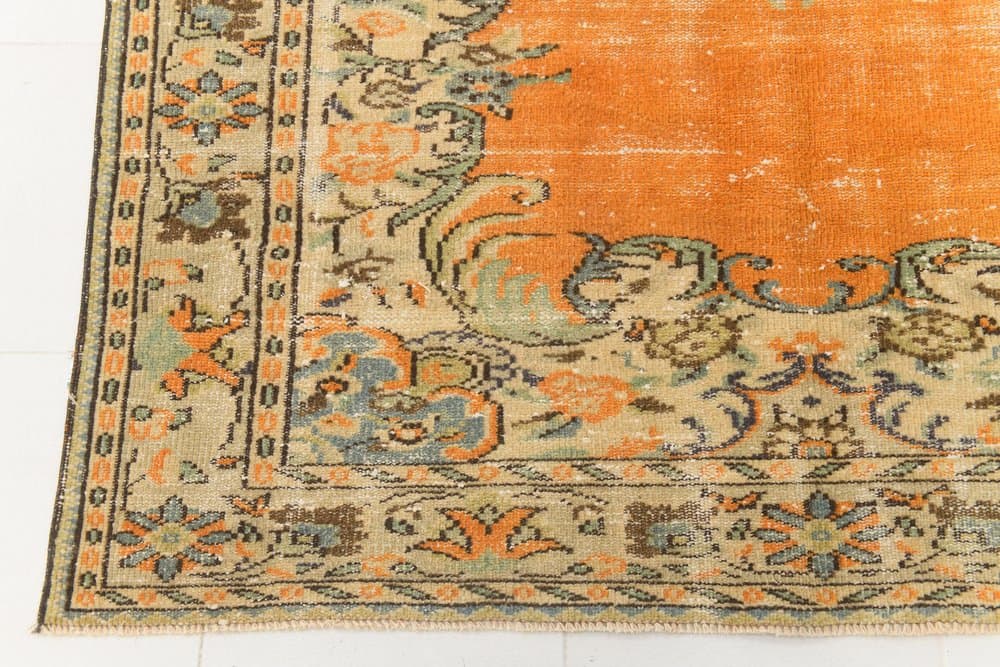 Rug 182x310 cm, orange, beige, wool, Turkey, 1970s. - 216343