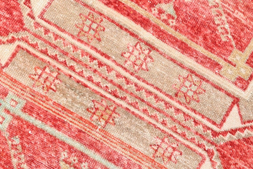 Dywan 123x339 cm, koralowy, beżowy, wełna, lata 70. - 216329