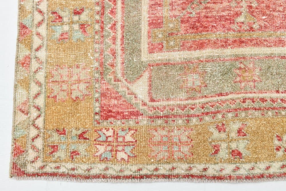 Dywan 123x339 cm, koralowy, beżowy, wełna, lata 70. - 216330