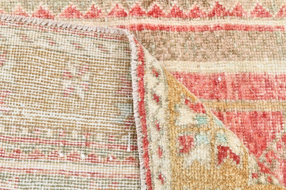 Dywan 123x339 cm, koralowy, beżowy, wełna, lata 70. - 216332