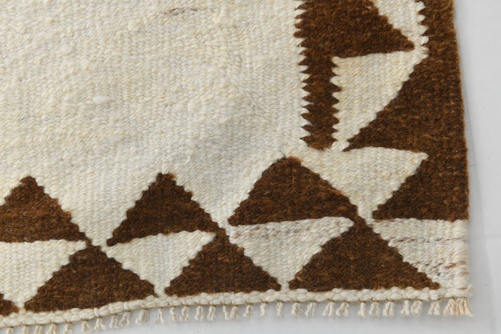 Chodnik 96x336 cm, beżowy, brązowy, wełna, lata 70. - 216310