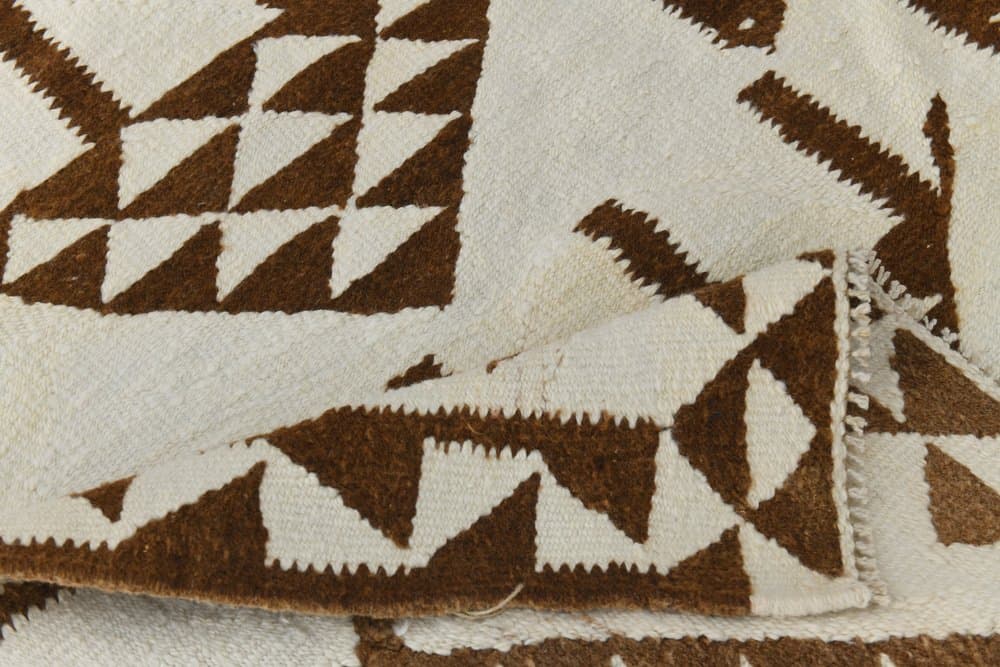 Chodnik 96x336 cm, beżowy, brązowy, wełna, lata 70. - 216300