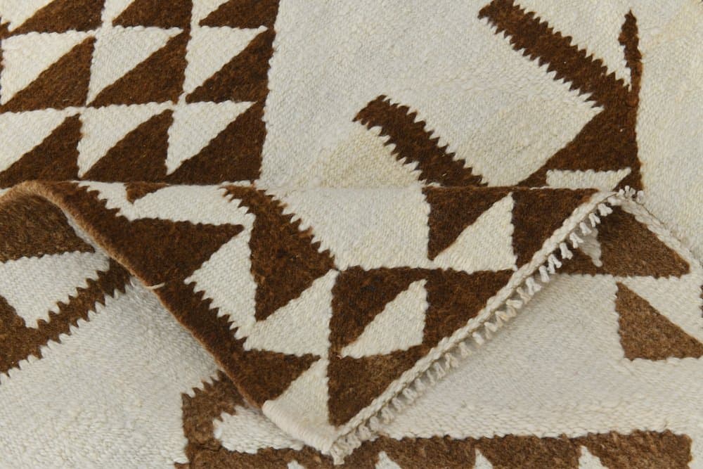 Chodnik 96x336 cm, beżowy, brązowy, wełna, lata 70. - 216301