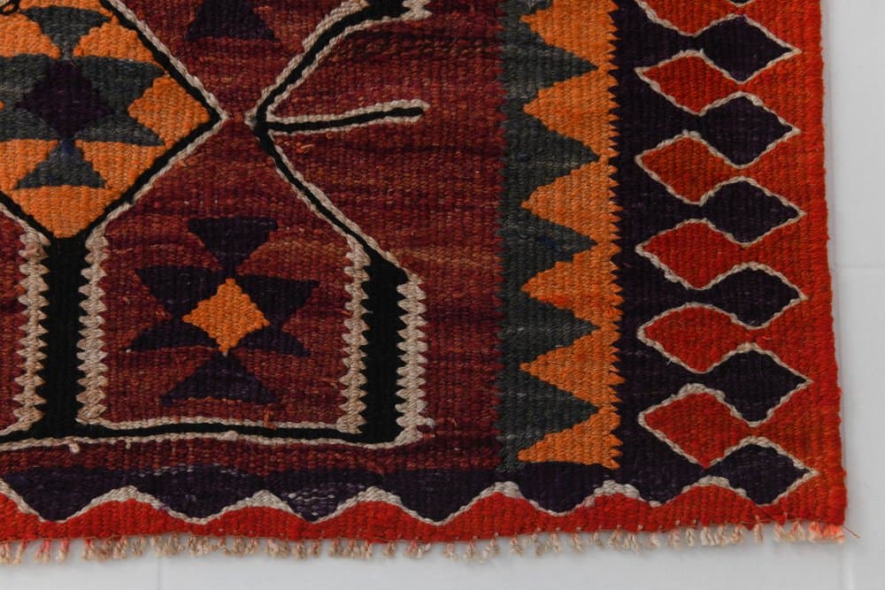 Chodnik 94x349 cm, czerwony, wełna, lata 70. - 216285