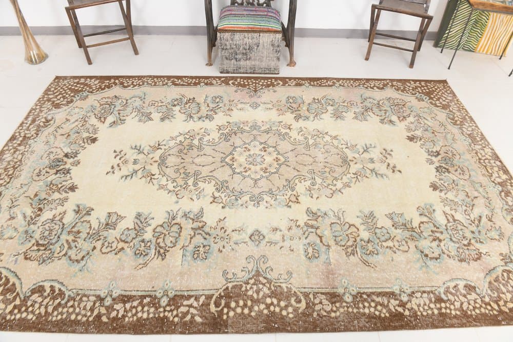 Rug 190x305 cm, beige, brown, wool, 1970s - 216265