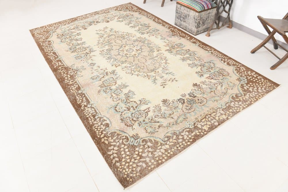 Rug 190x305 cm, beige, brown, wool, 1970s - 216261